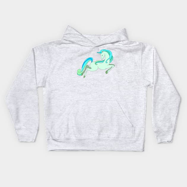 Unicorn green Kids Hoodie by JulietLake